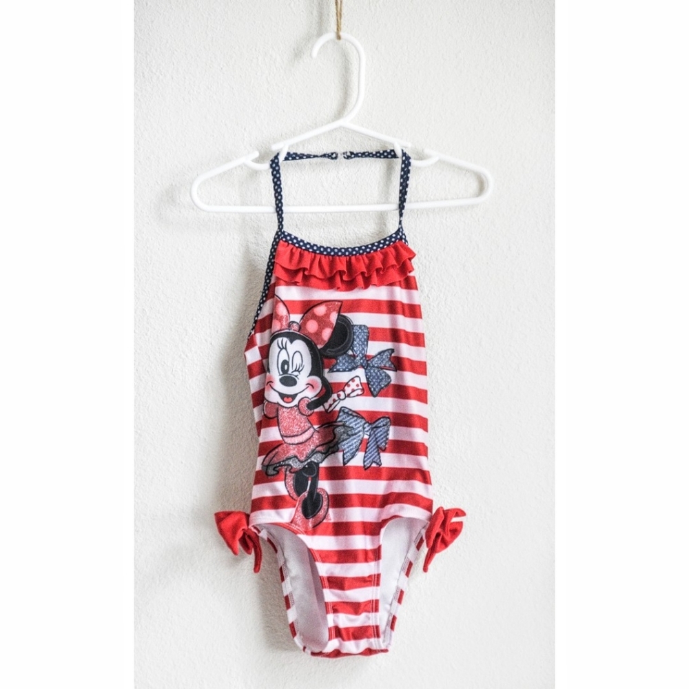 Disney Girl's Minnie Mouse Bow Swimsuit - Picture 2 of 5